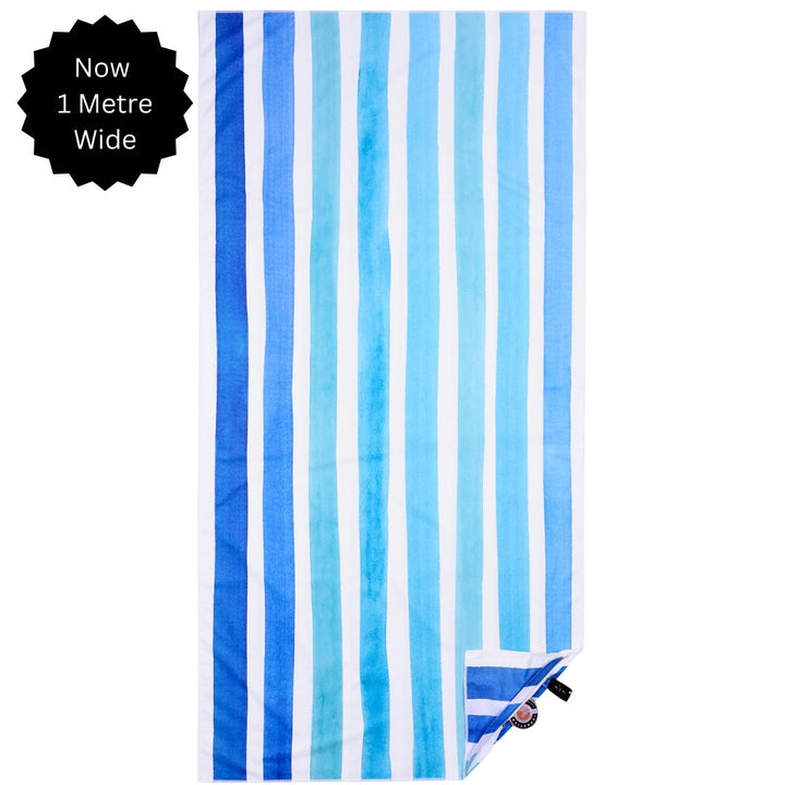 Tall one metre beach towel blue