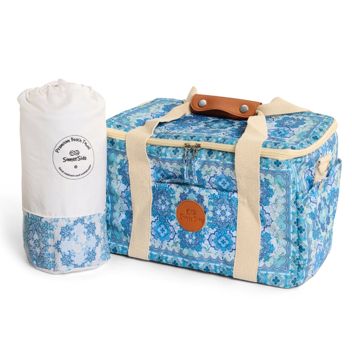 vintage blue cooler bag